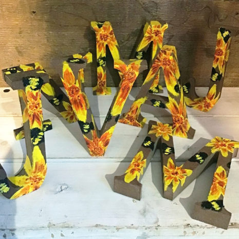 Sally's Sunflowers 'Letters Of Love' Hand Painted Wooden Initial Letters