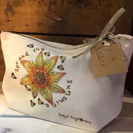 Sally's Sunflowers 'Spread The Sunshine' Eco Natural Canvas Make-Up/Wash Bag