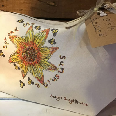 Sally's Sunflowers 'Spread The Sunshine' Eco Natural Canvas Make-Up/Wash Bag