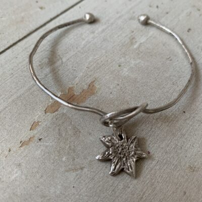 Sally’s Sunflowers Infinity Knot Silver Sunflower Charm Bangle